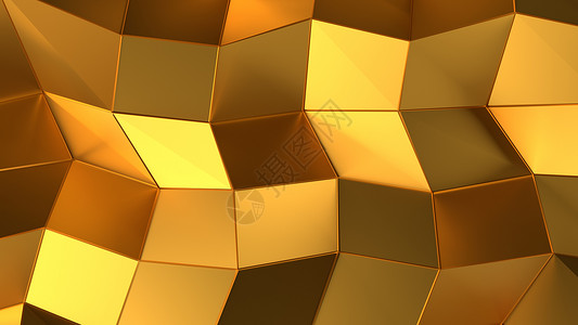 黄色金属三角形豪华金色抽象三角背景渲染金属奢华钻石线条材料3d技术墙纸建筑背景