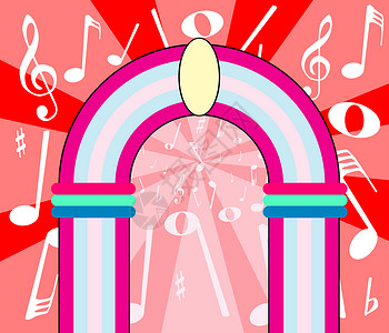 摇滚拱门艺术品乐趣插图记录唱机玩家音乐绘画海报艺术背景图片