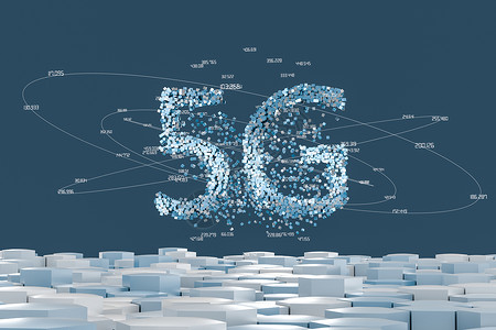 招商艺术字免抠5G字体设计3d渲染网络商业创新碎片电子产品数据蓝色电脑信号盒子背景