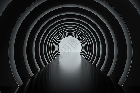 光方向3d 渲染黑暗科幻隧道黑暗背景科学曲线角落3d入口走廊魔法建筑学射线房间背景