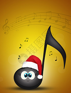 圣诞音乐会音乐笔记派对帽子音乐会庆典音符插图快乐卡通片背景图片