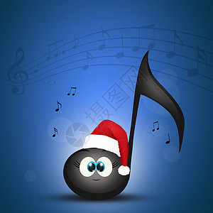 圣诞音乐会派对音乐庆典卡通片快乐帽子音符插图笔记背景图片
