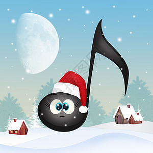 冬季风景中的圣诞音乐笔记背景图片
