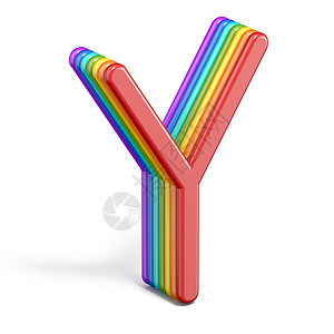 色立体彩虹字体字母 Y 3背景