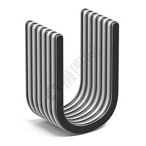 黑色和白层字体 U 3D 字母背景图片