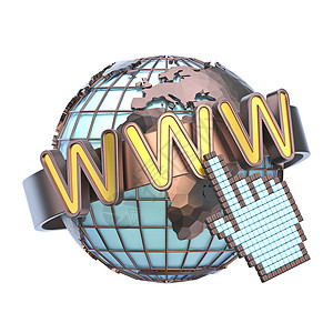WWW 与地球3D概念背景图片