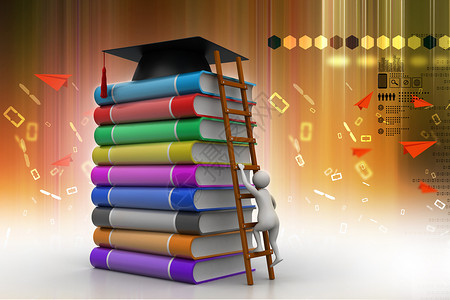 在书顶部的毕业砂浆捷径大学文凭成就毕业典礼教育学生学校证书木板程度高清图片素材