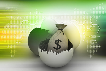 蛋袋彩色背景的装有鸡蛋和蛋壳的货币袋积累货币牌局卢布现金贷款金属基金幸福信用背景