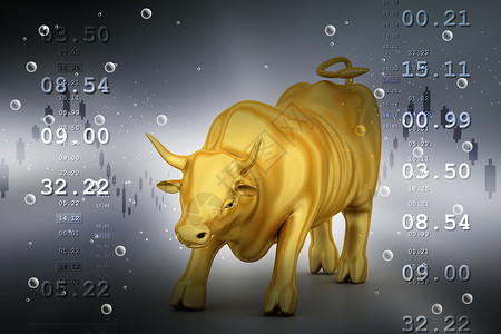 黄金生意公牛金子经济牛市表现投资者股票利润气泡市场商业好转高清图片素材