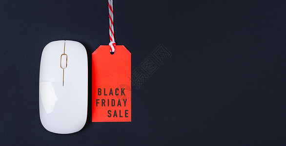 鼠标促销主图网上购物黑色星期五销售文本红色标签和 whi背景