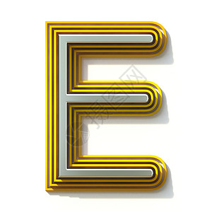 蓝黄色立体字母黄色轮廓字体字母 E 3背景