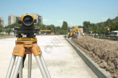 基础设施建设工程测量设备土地高清图片素材