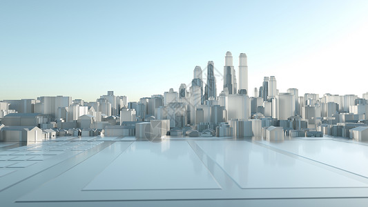 抽象城市模型抽象的现代高品质城市全景建筑师商业场景天空技术房子建筑摩天大楼蓝色金融背景
