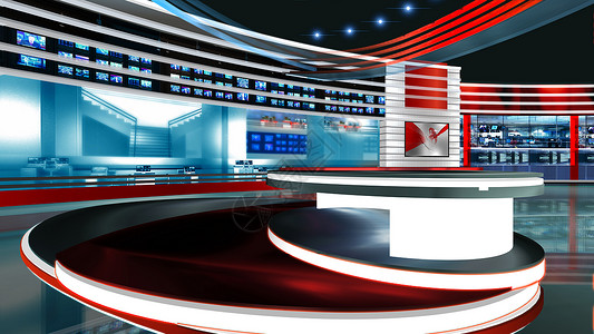 新闻素材背景虚拟学习屏幕播送播音员虚拟演播室生产蓝色视频娱乐电视背景
