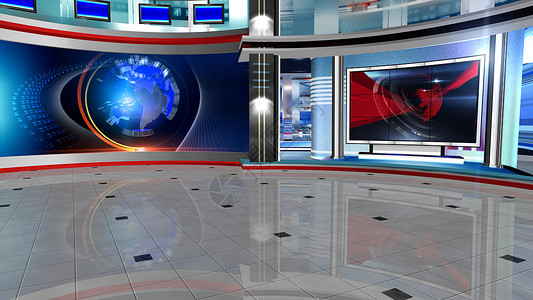 虚拟学习演播室视频推介会播送屏幕场景编辑部程序展示播音员背景图片