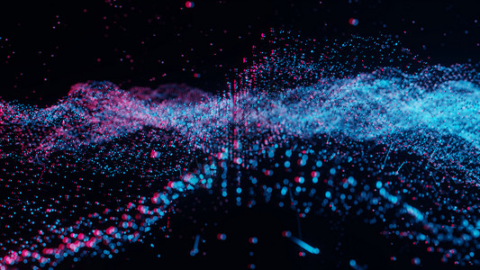 抽象红蓝点丛蓝色原子粒子渲染物理网络化学商业背景科学背景图片