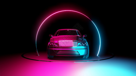 红色霓虹灯有霓虹灯圈子框架的汽车激光边界反射辉光俱乐部派对耀斑墙纸曲线活力背景