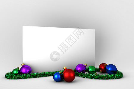 配有彩色圣诞节装饰的海报插图卡片小玩意儿绘图喜庆计算机假期时候快乐背景图片