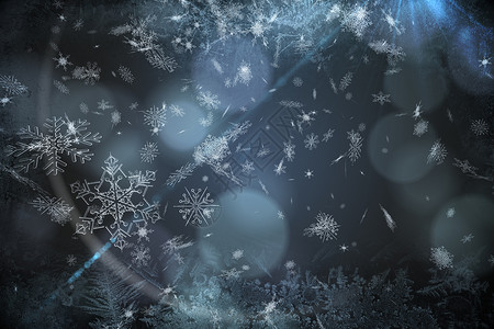蓝雪片模式设计插图水晶雪花计算机绘图蓝色背景图片