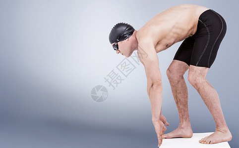 泳帽游泳者准备下潜的复合图像水池闲暇绘图计算机男性训练护目镜铁人运动员爱好背景