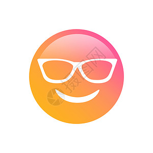 笑脸元素带太阳镜的彩色渐变粉色到橙色笑脸背景