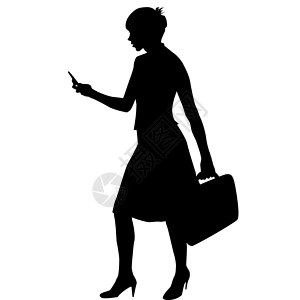 黑色轮廓商业女人的剪影背景