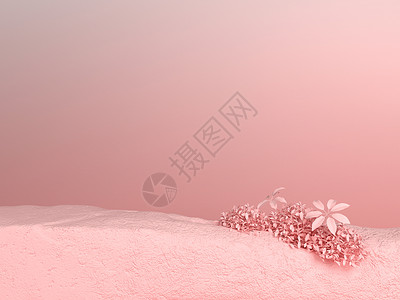 3D趋势走向粉红色柔和的背景与石板和它后面的植物  3d 渲染图插图条纹极简白色产品作品空白场景主义者平台背景