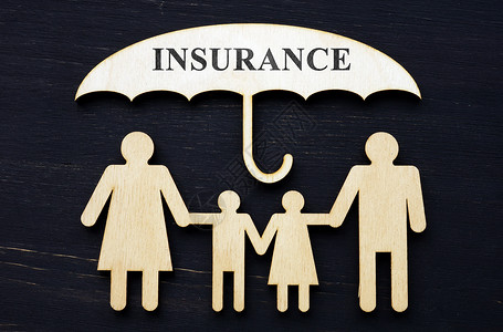 人寿保单人寿保险概念 保护伞下家庭结构的图案背景