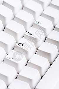 计算机键盘上的 Word 爱与其他按钮上的空白空间 可用作互联网上爱情的象征 爱情电子邮件信件技术电脑电子互联网白色网络背景图片
