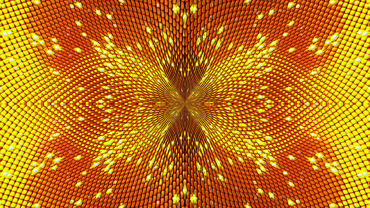 计算机从金粒子生成抽象背景 万花筒转换成种子向日葵3D渲染坡度辐射奢华中心几何学运动网格电脑金子粒子背景图片