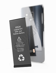 离子电池3d 电池和手机隔离灰色说明充值技术充电器回收细胞芯片收费通电电子活力背景