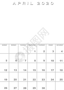 2020年4月 2020年4月日历模板背景图片
