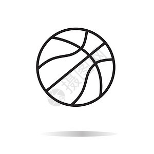 篮球线白色背景上的篮球图标 篮球标志 平面样式背景