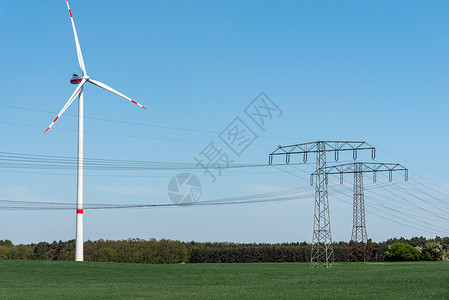 传输线和天空高管电线和风力发电厂能源植物发电机传播环境过渡发动机资源电缆涡轮背景