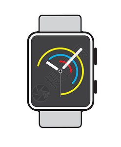 触碰图标白色背景上带有图标的智能手表商业运动技术手腕电子展示配饰时间界面互联网背景