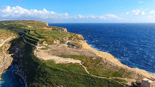 娜杰拉Gozo岛  马耳他 来自上马耳他城堡全景寺庙鸟类眼睛公园假期大教堂建筑学地平线背景