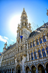 比利时布鲁塞尔市政厅建筑旅行地方地标旅游建筑学正方形城市市政大厅背景图片
