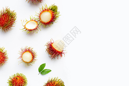 Rambutan在白色背景上被孤立果实花园饮食异国头发水果甜点食物食品减肥团体高清图片素材