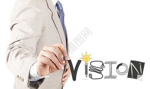 商务人士手工绘画VISION设计词作为概念解决方案高清图片素材