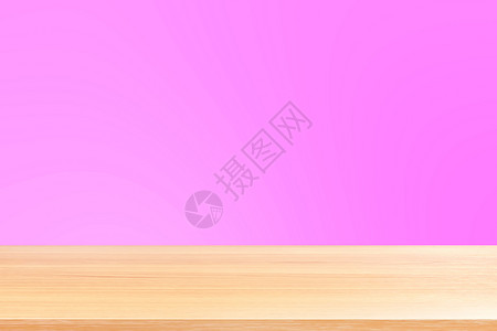 空前钜惠渐变粉红色软背景上的空木桌地板 木桌板空前彩色渐变 粉红色渐变上的木板空白 用于展示产品或横幅广告甲板紫色桌子桌面蓝色橙子金子彩背景