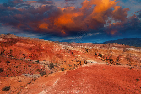 红色日落沙漠石头自然高清图片