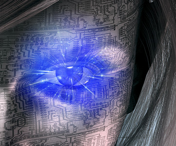 科技人电子人鸢尾花安全插图扫描生物渲染电子电脑数据背景图片