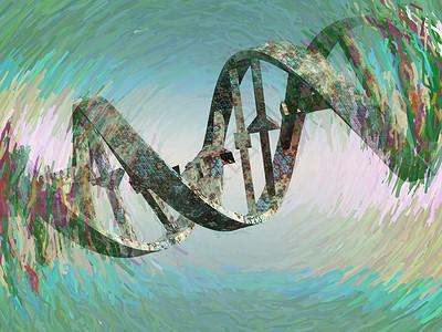 DNA图片被损坏的DNA链核酸科学绘画疾病基因组病理药品基因生物学生活背景