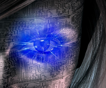 科技人芯片渲染插图鸢尾花商业设备眼睛身体电路生物背景图片