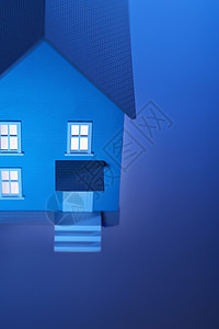 发光模型房影棚蓝色样板房对象繁荣玩具贷款财产抵押背景图片