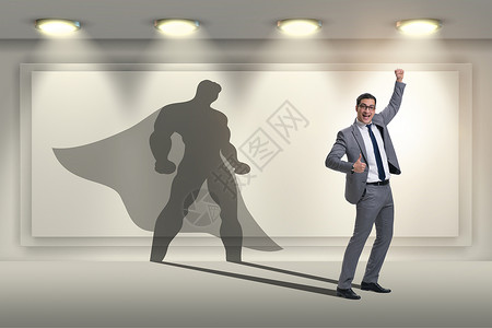 渴望成为超级英雄的生意人 希望成为超级英雄商业动机人士戏服领导者领导对抗经理阴影力量成功高清图片素材