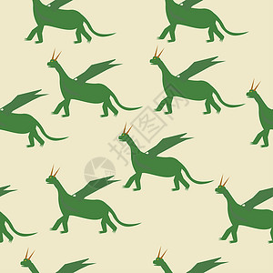 恐龙图标无缝无缝图案绿色绿仙子 神龙平板独立儿童风格简单绘制白背景的亮色背景