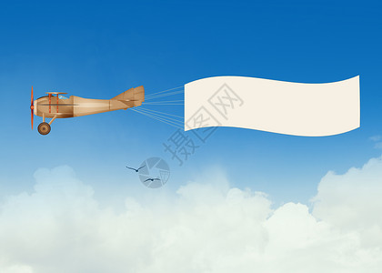 有横幅的飞机天空螺旋桨旅行通讯空气插图运输招牌广告背景图片