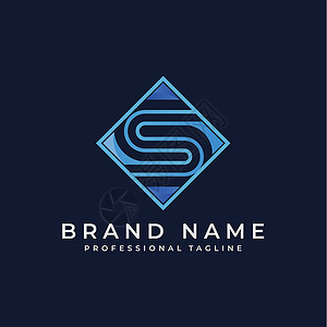 s字母logo在几何标识类型中 以钻石字母S为单位的清洁初始矢量Logo模板 现代公司身份 以蓝色背景隔离背景