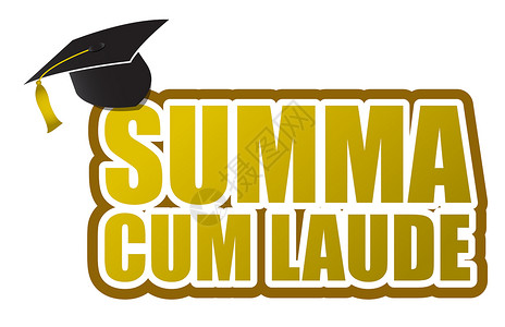 成绩优异的毕业标志插图设计白色毕业典礼证书滚动黑色帽子金子学校成功优等生背景图片